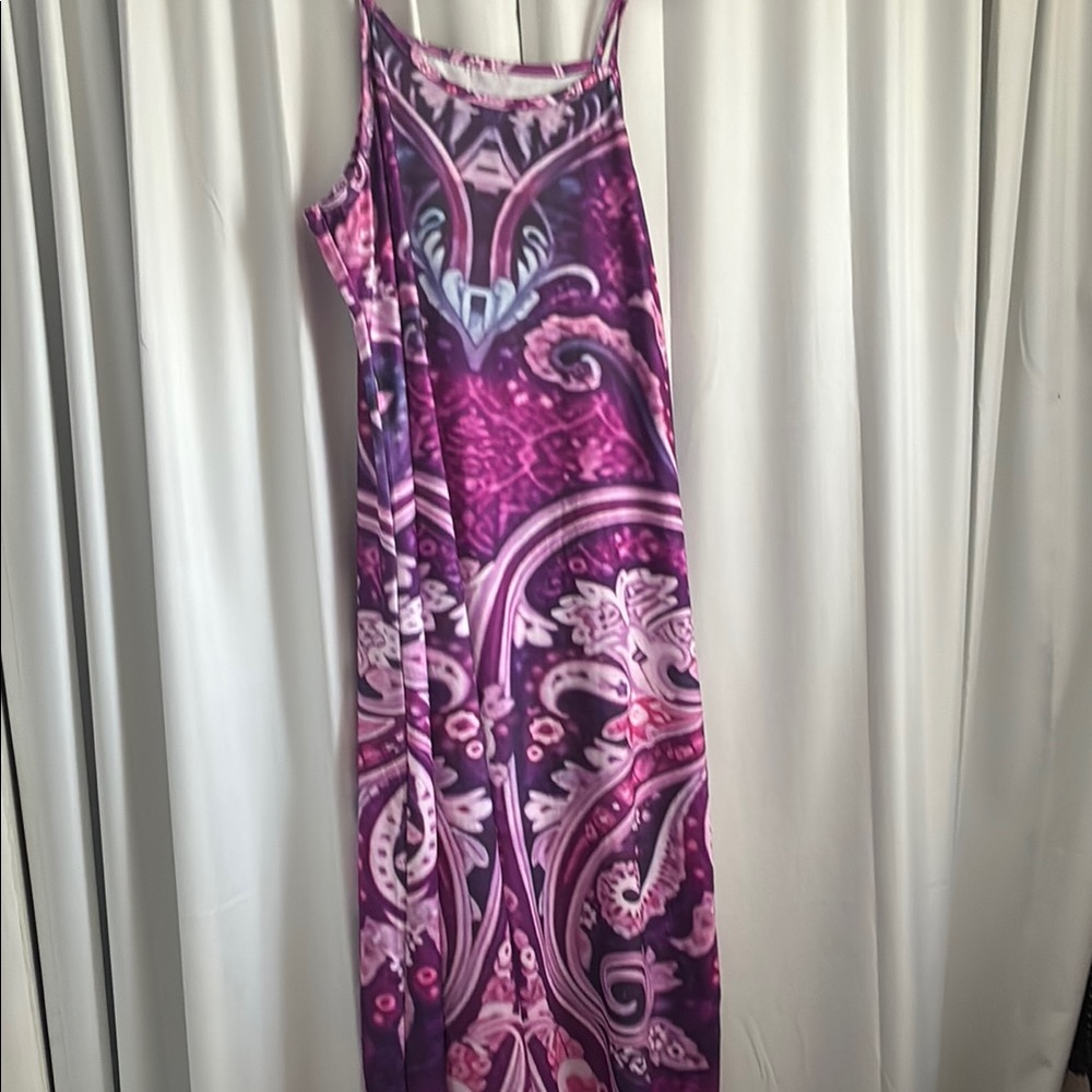 Vibrant Purple Paisley Maxi Dress
